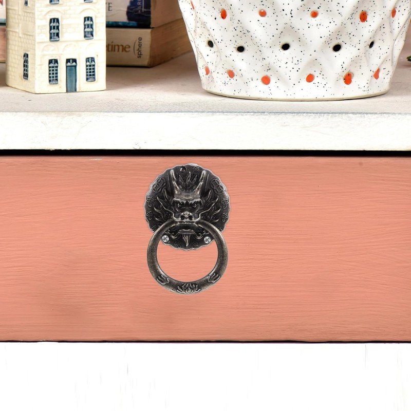 OUNONA Chinese Dragon Cabinets Knob - 10pcs Vintage Brass Drawer