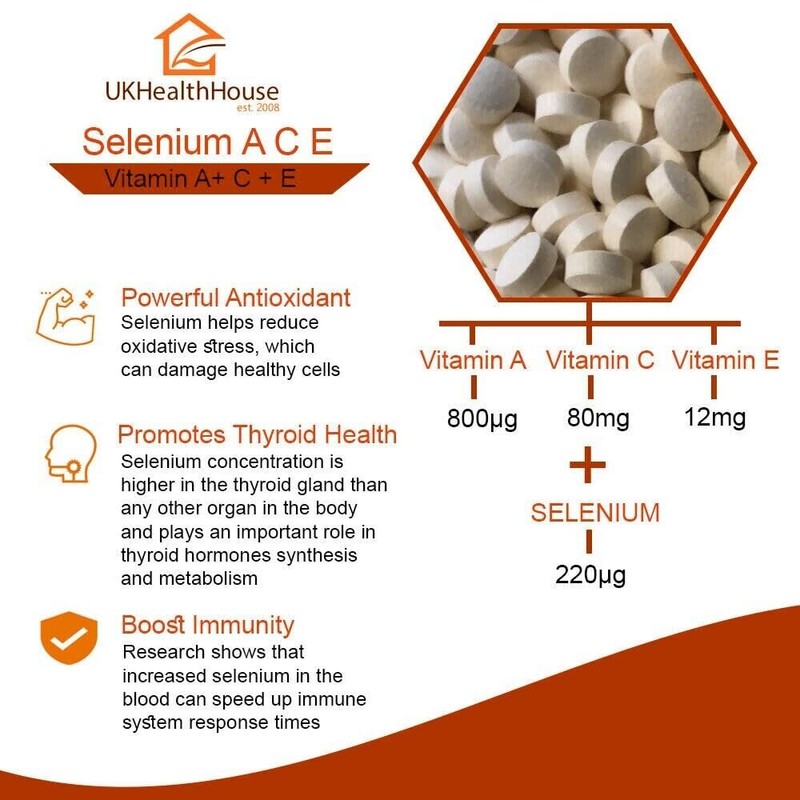 Selenium 220mcg ACE Tablets Vitamin A + C + E