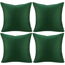 4-Pack Cotton Comfortable Solid Decorative Throw Pillow Case Square Cushion Cover Pillowcase (Cover Only,No Insert)(18x18 inch/ 45x45cm,Christmas Green)