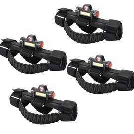 cartaoo Upgrade Roll Bar Grab Handles with Dome Light for Jeep Gladiator Accessories, Premium Paracord Grips Fit 2.0-4.0 Inch Rods CJ YJ TJ JK JL & Gladiator JT 1945-2023 (Black 4pcs)