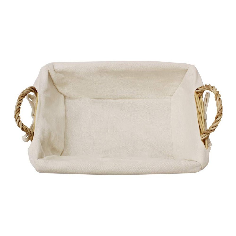 JVL Rectangular willow wicker lined bread basket 28 x 21