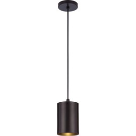 Progress Lighting Cylinder Collection 5-Inch 1-Light Antique Bronze Modern Outdoor Hanging Pendant Light, 9.80x5.00x5.00