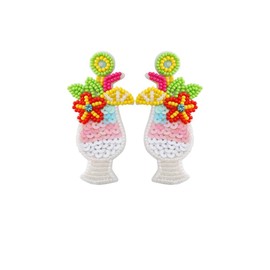 Coconut Palm Tree Beverage Cup Dangle Earring Summer Holiday Hawaii Earring Beach Theme Earring for Women, Alloy Steel, No Gemstone