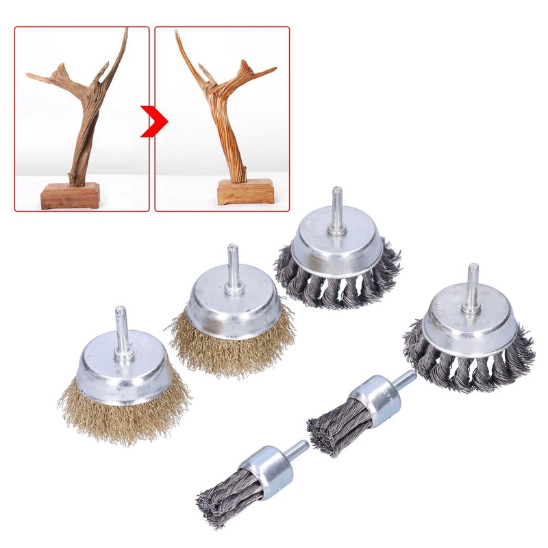 6Pcs Twisted Wire Brush Steel Metal Deburring Grinding Rust Removal