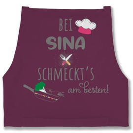 Geschenk mit Namen personalisiert by Shirtracer - Apron - Cooking Apron - Bei Name schmeckts am besten, 1 eggplant