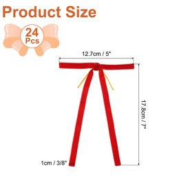 PATIKIL Velvet Bows, 24 Pcs Velvet Ornaments Ribbon Gift Bows Vintage Wreath Bow for Christmas Tree Wedding Birthday Parties Decor, Red (3/8" Width, 5x7 Inch)