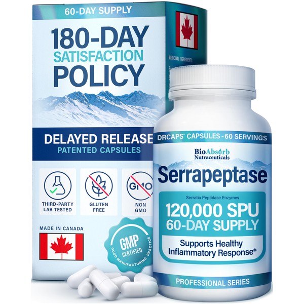 Bio Absorb Nutraceuticals BioAbsorb Serrapeptase Supplement 120000 SPU, High Potency,