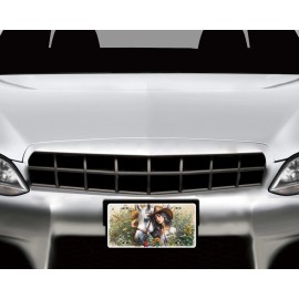 Twisted R Design Girl and  Horse Wildflower Field Front License Plate Car Accessory Vanity Plate