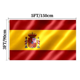 Spain Flag 3x5 FT Spainish Flag With Brass Grommets Fade Proof For Outdoor Decor(Spain)