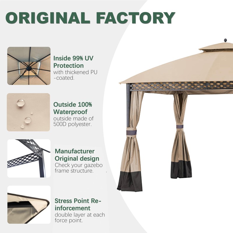 JANCANOPY Replacement Gazeb Cover for 10X12Ft Oakmont Gazebo L-GZ1188PST-A,Pinehurst Gazebo