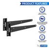 XFORT® 2 Pack 300 mm T-Hinge Black Japanned, Metal Tee