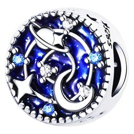 NUJIFFY 925 Sterling Silver Beads for Bracelets & Necklaces, Cute Charms for Bracelets, Star Moon Shaped Pendants, Birthday Graduation Jewelry Gifts for Women Men