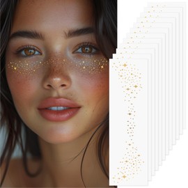 LOPHE Glitzer Gesicht Sommersprossen Tattoo, 12 Stück Glitter Freckles Gesichtstattoo Festival Freckles, Glitzer Sommersprosse Für Party, Festival, Aufführungen(K9022)