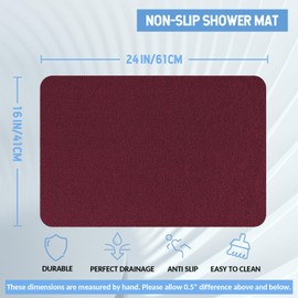 Hargiis Non-Slip Bathtub Mat, Anti Slip Shower Mat, Fast Drying Bathtub Mats, Foot Scrubber Mat, Anti Slip Mat for Tub, Floor, Bathroom, Kitchen, Home, Hotel (Wine Red 24"×16")