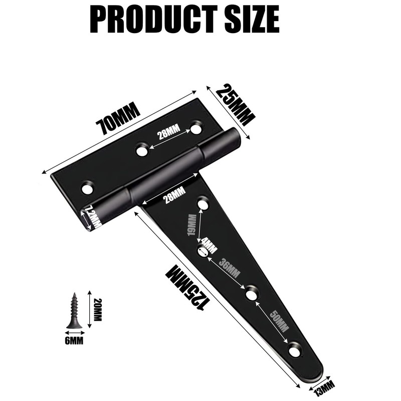 Voyzdx 4pzs Bisagra Tipo T Bisagra 5 Pulgadas con Tornillos,