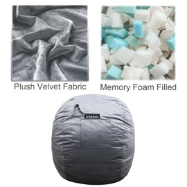 Bean Bag Chairs, Memory Foam Bean Bag Chair for Adults/Teens/Kids, Velvet Lazy Sofa Furniture with Removable High-Rebound Memory Foam for Living Room Bedroom College Dorm