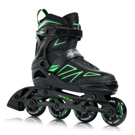 PAPAISON Boys Inline Skates Ages 5-8 8-12, Adjustable Size Beginner Roller Skates Blades for Kids Youth (Green, Medium - Big Kid (1-4 US))