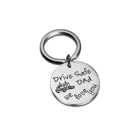 Father's Day Birthday Gifts Keychain for Dad Father from Daughter Son - Drive Safe Dad We Love You Keyring for Dad Daddy Father Birthday Christmas Presents