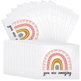 Reginary - 50 piezas de regalo inspirador de EVA para mujer, bolsa de maquillaje impresionante con cierre, regalo de cumpleaños para Navidad, hija, hermana, amiga, Fondo blanco, Boho Amazing