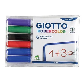 GIOTTO Robercolor Whiteboard Marker Medium - Set of 6 Colours, Round Tip Medium, Approx. 3-4 mm