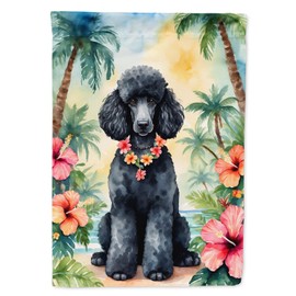 Caroline's Treasures DAC6497CHF Black Poodle Luau House Flag Large Porch Sleeve Pole Decorative Outside Yard Banner Artwork Wall Hanging, Polyester, House Size, Multicolor