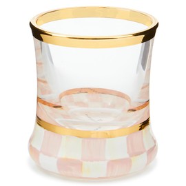 MACKENZIE-CHILDS Shot Glass, Cute Shot Glass for Drinking or Decor, 2 Ounces, Pink-and-White Rosy Check