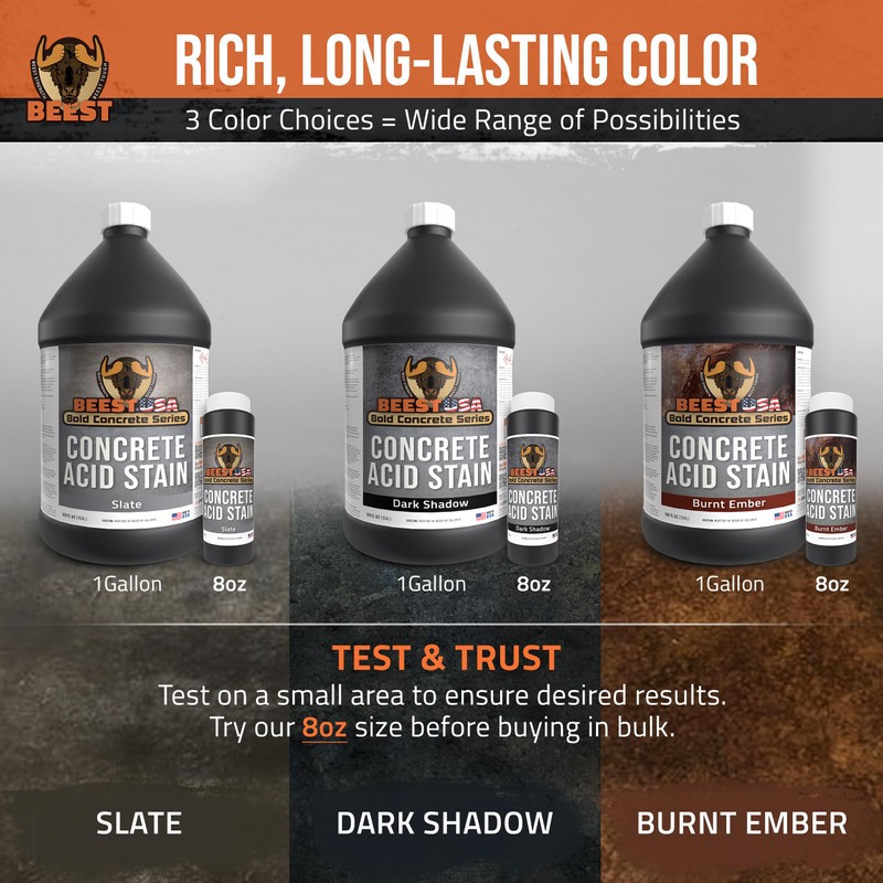 BEEST Concrete Stain - Burnt Ember, Test 8 oz Concrete