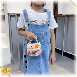 Little Girls Handbag Girls Shoulder Bag Messenger Bag Portable Mini Flip Bag Wallet Bag Suitable for Girls Age 2-7 (B-Pink)