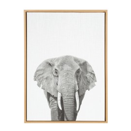 Kate and Laurel Sylvie Elephant Framed Canvas by Simon Te Tai, 23x33, Natural