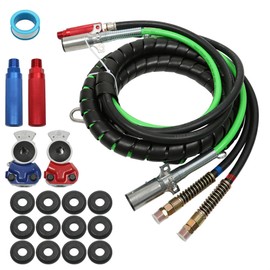 Silscvtt 12Ft 3 in 1 Air Lines for Tractor Trailer Freightliner ABS Air Brake Lines Tractor Truck Glad Hand Air Hose 7 Way Electrical Cable