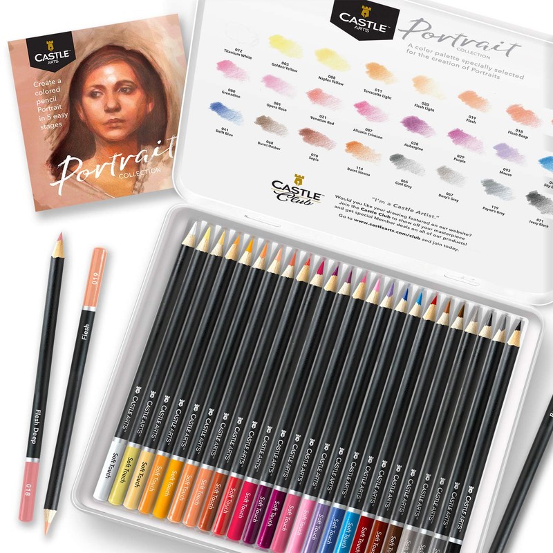 Castle Arts Themed 24 Coloured Pencil Set in Tin Box,