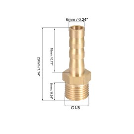 sourcing map Hose Nozzle Brass Hose Connector Hose Connector Connector Adapter Hose Adapter Hose Adapter 6 mm Barb x 1/8 Inch G Outer Pipe