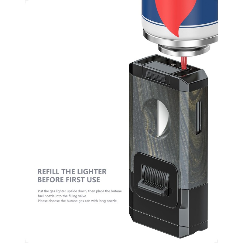 Torch Lighter Butane Refillable, Double Jet Flame Torch Lighter, All-in-One