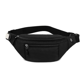 Energather Fanny Packs, Waterproof Waist Bag Pack Belt Bag with Adjustable Strap for Men and Women, Compact Cross Body Fanny Pack with Multi-Pockets for Running, Walking, Hiking (Black)