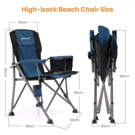 XGEAR Camping Chair with Padded Hard Armrest, Sturdy Folding Camp Chair with Cup Ho...