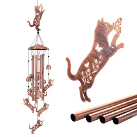Cat Wind Chimes Outdoor Cat Gifts for Women Mom Men Dad Unique Birthday Gifts Metal WindChimes for Outside/Indoors, Patio, Lawn, Yard, Home Decor, Outdoor Decor, Garden Decorations