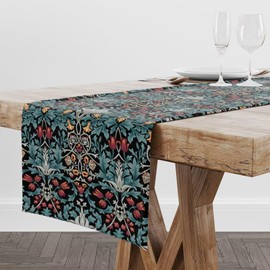 William Morris Original Design Green Table Runner Vintage Floral Table Runner for Dining Table Decor 13x70 Inch