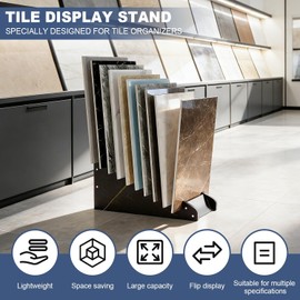 2 Pcs Tile Sample Rack, 10-tier Tile Sample Display Stand, Insertion Tiles Sample Holder for Exhibition Halls, Retail Stores (S)