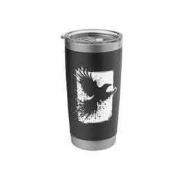 Black Crow Raven Bird Silhouette Splash Stainless Steel Insulated Tumbler
