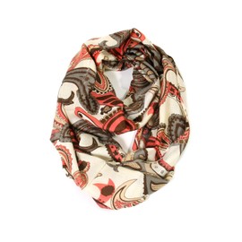 Scarf& Scarfand Vibrant Painting Artistic Print Infinity (Paisley Beige)