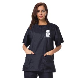 Gliitatu Dog Pet Grooming Smock for Women Men Groomer Smock Barber Jackets Hairdresser Stylist Apron-2new Black