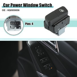 ACROPIX Right/Left Side Master Power Window Switch for VW Polo 9N 2001-2010 No.6Q0959856 Black 1 Pack
