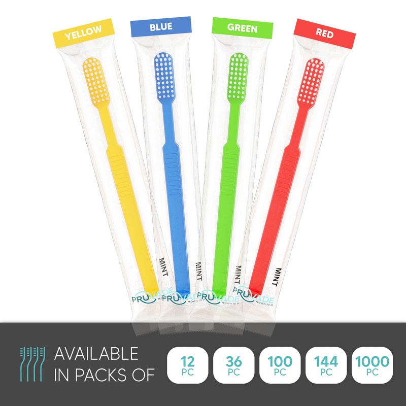 PRUVADE 36 Pack Disposable Toothbrushes with Toothpaste, Built In -