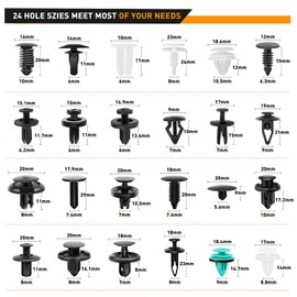 GOOACC 845Pcs Car Push Retainer Clips Auto Fasteners Assortment 24 Most Popular Sizes Nylon Bumper Fender Rivets with 10 Cable Ties and Fasteners Remover for GM Ford Lexus Honda Chrysler Mazda