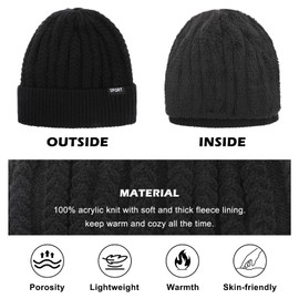 TAGVO Winter Mens Cold Weather Set Unisex, Thermal Elastic Knit Beanie Hat Loop Scarf Touchscreen Gloves with Soft Fleece Warm Lining, 3 in 1 Thermal Gift Set for Skiing Hiking Driving Grey