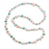 Avalaya Pastel Pink/Teal/Off White Shell Nugget and Transparent Glass Bead
