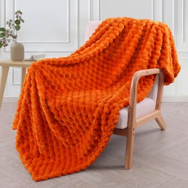 Exclusivo Mezcla Twin Size Soft Fleece Blanket, 230x168 CM Stylish Jacquard Velvet Blanket for Bed, Fuzzy Cozy Lightweight for All Season, Burnt Orange