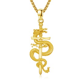 YEESIA Dragon Necklace for Women 925 Sterling Silver Dragon Sword Pendant Vintage Pendant Jewelry Gift for Women, Sterling Silver, No Gemstone