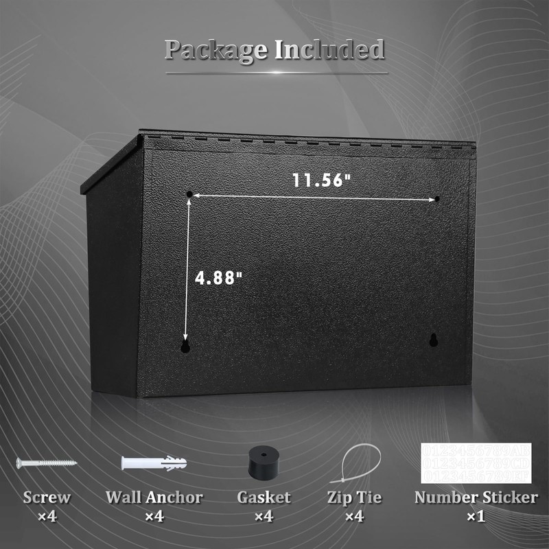 Dalmbox Wall-Mount Mailbox Large Mailbox for Post Rust-Proof Galvanized Steel