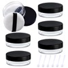 6 Pcs Small Plastic Refillable Loose Powder Containers with Puff,